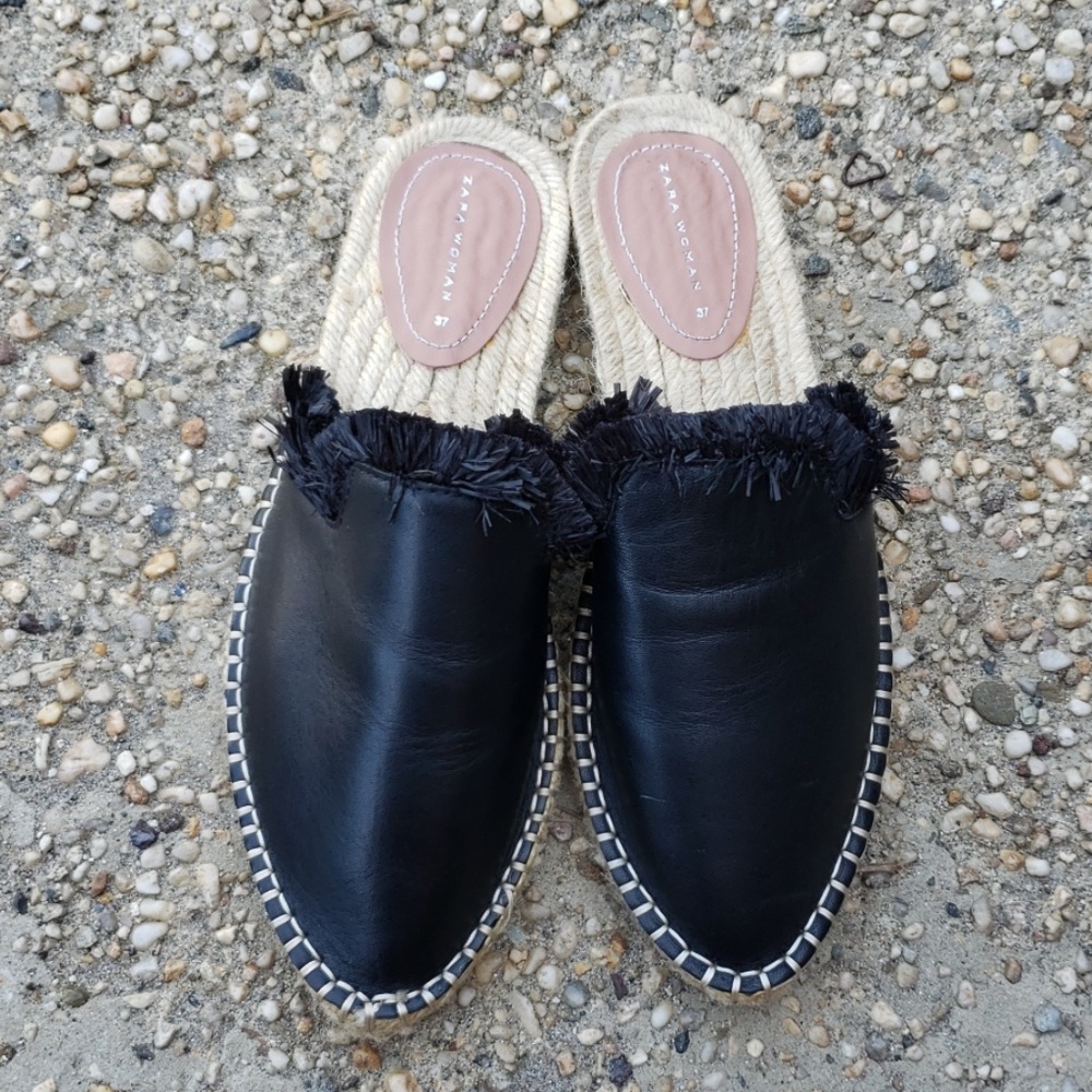 Zara women's pointed slip on espadrille loafers